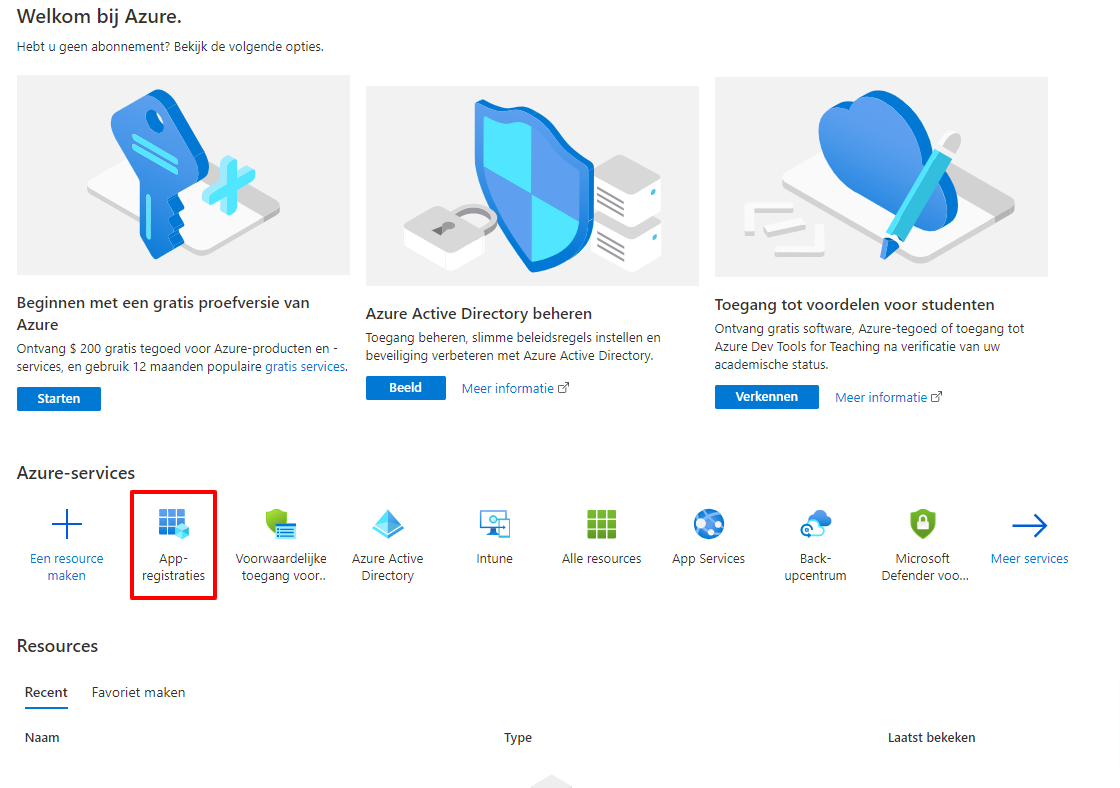App-registraties in het Azure-portaal