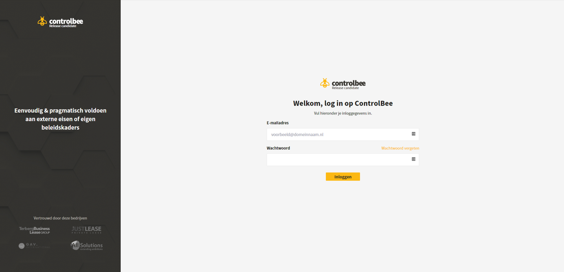 ControlBee Handleiding : Inloggen