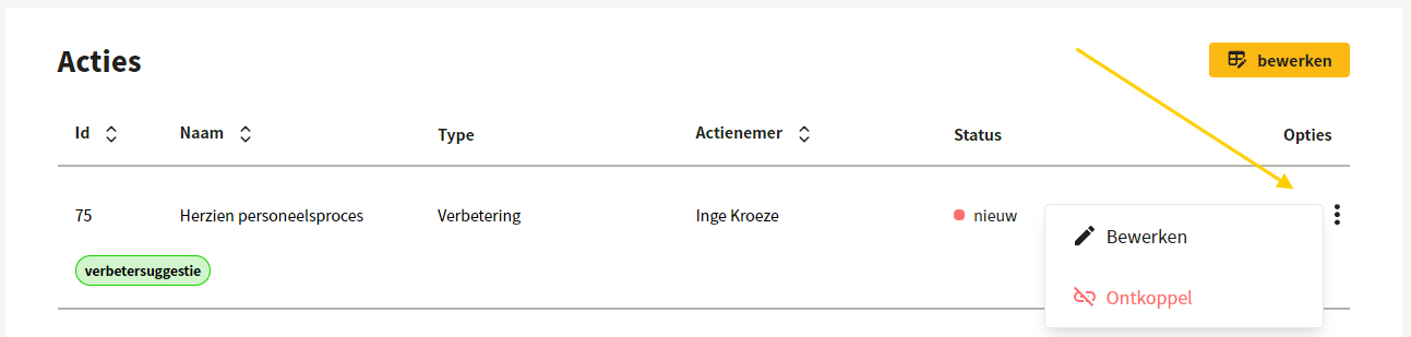 Koppelen acties