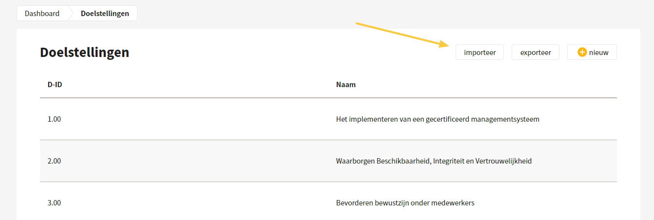 Importeren en exporteren doelstellingen